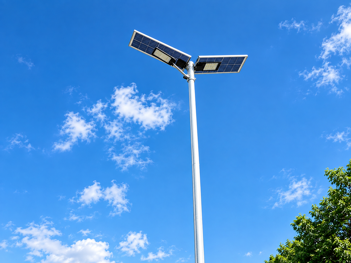Dual-Panel Solar Street Light